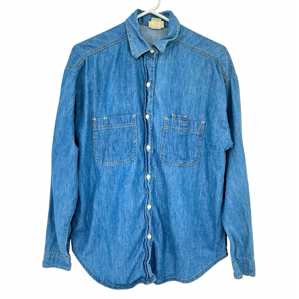Vintage Vigoldi Jeanswear Denim Shirt Men's Sm USA Made 90s Chambray Button Up